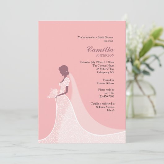 Mooie uitnodiging voor een bride (Staand voorkant)