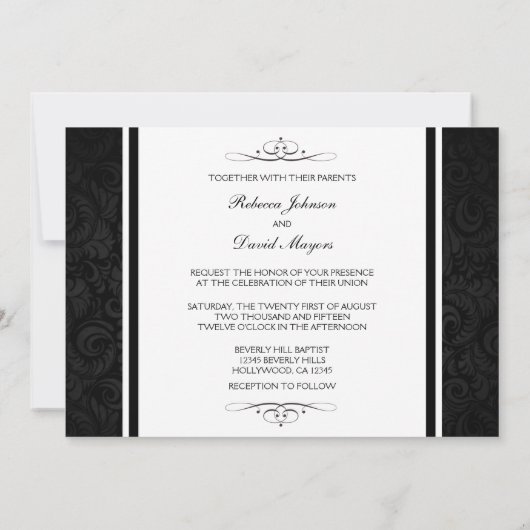 Mooie uitnodiging voor het huwelijk van Black en W (Achterkant)