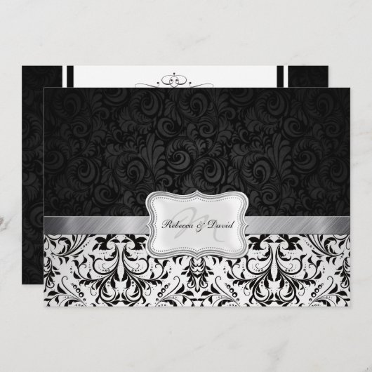 Mooie uitnodiging voor het huwelijk van Black en W (Voorkant / Achterkant)