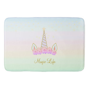 Mooie Unicorn Flowers & Stars Badmat