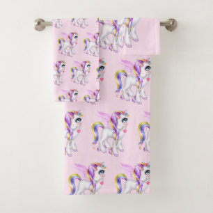 Mooie Unicorn met Rainbow Mane Pattern Bad Handdoek