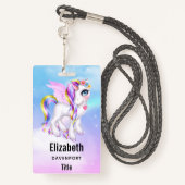 Mooie Unicorn met regenboogmane en staart Badge (Achterkant met draagriem)