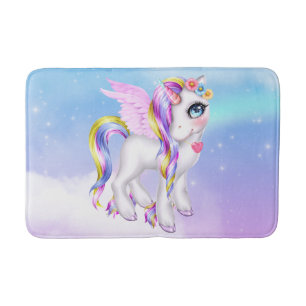Mooie Unicorn met regenboogmane en staart Badmat