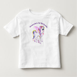 Mooie Unicorn met regenboogmane en staart Kinder Shirts