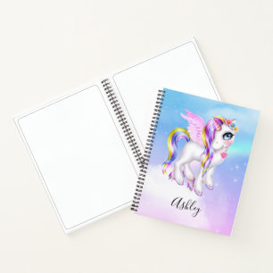 Mooie Unicorn met regenboogmane en staart Notitieboek