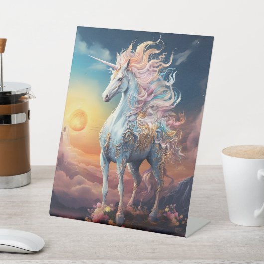 Mooie Unicorn Reclamebord Met Voetstuk (Insitu)
