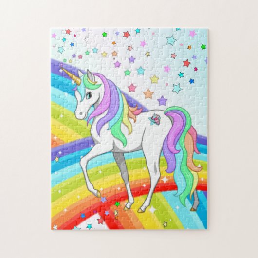 Mooie Unicorn, regenboog en sterren Jigzaag Puzzle Legpuzzel (Verticaal)