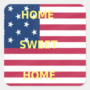 Mooie USA Flag Home Sweet Home Vierkante Sticker