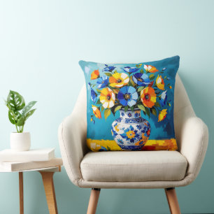 Mooie vaas met bloemen  kussen