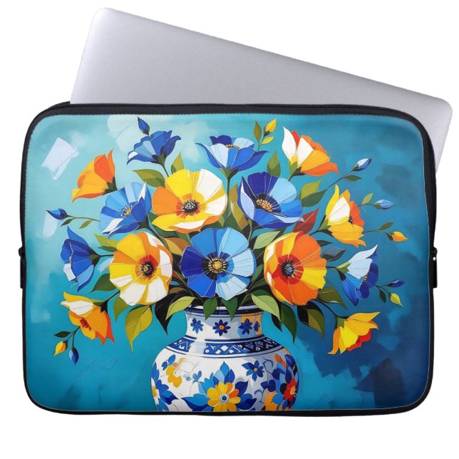Mooie vaas met bloemen  laptop sleeve (Voorkant)