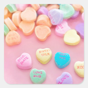 Mooie Valentijn Roze Snoephartjes Vierkante Sticker