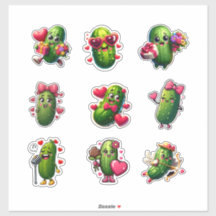 Mooie Valentijnsstickersheet met een augurkje