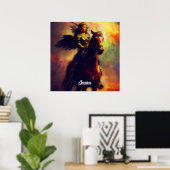 Mooie Valkyrie te paard Poster (Thuiskantoor)