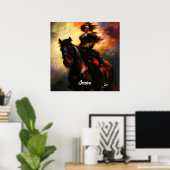 Mooie Valkyrie te paard Poster (Thuiskantoor)