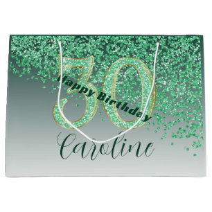 Mooie vallende groene glitters 30e verjaardag groot cadeauzakje