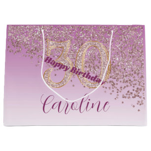 Mooie vallende roze gouden glitter 30e verjaardag groot cadeauzakje