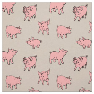 Mooie varkens gedrukt stof roze en lichtbruin