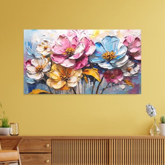 Mooie veelkleurige abstracte schilderij canvas afdruk (Insitu (Woonkamer))