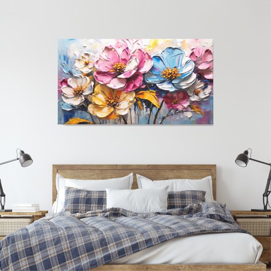 Mooie veelkleurige abstracte schilderij canvas afdruk (Insitu (Slaapkamer))