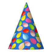 Mooie veelkleurige ballonnen op hemelsblauw feesthoedjes (Links)