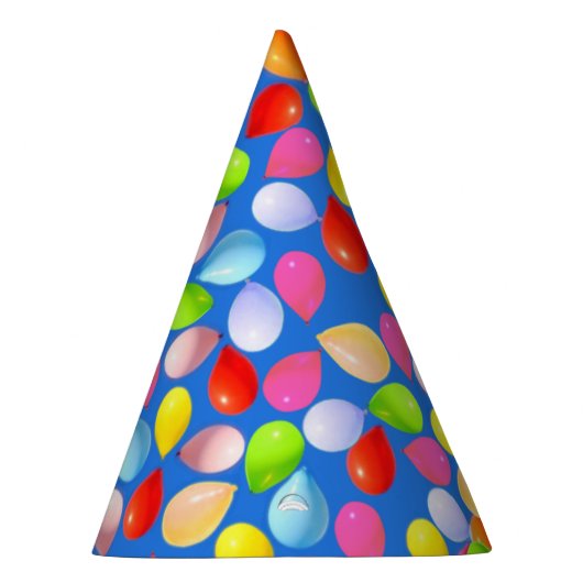 Mooie veelkleurige ballonnen op hemelsblauw feesthoedjes (Rechts)