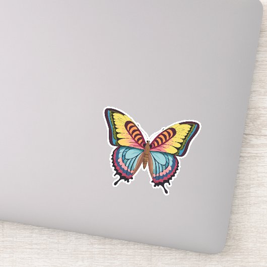 Mooie veelkleurige vlinder sticker (Detail)