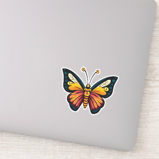 Mooie veelkleurige vlinder sticker (Detail)