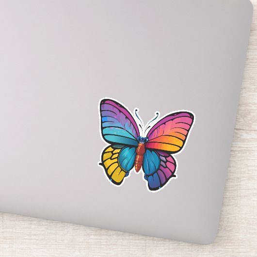 Mooie veelkleurige vlinder sticker (Detail)