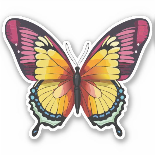 Mooie veelkleurige vlinder sticker (Voorkant)