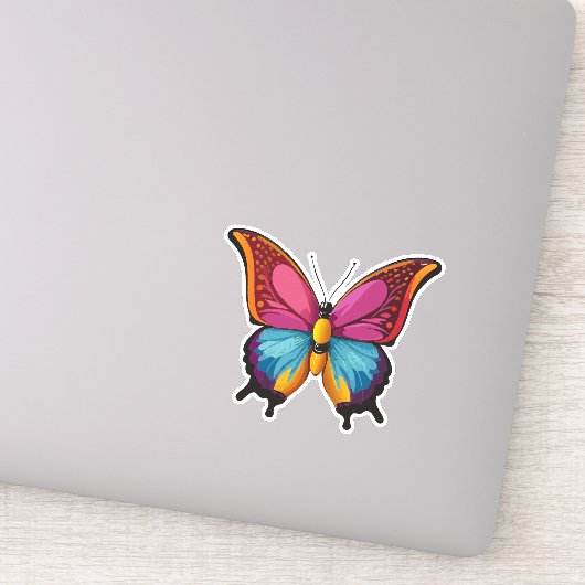 Mooie veelkleurige vlinder sticker (Detail)