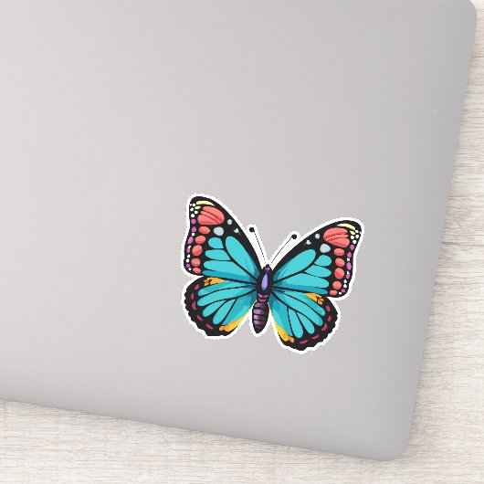 Mooie veelkleurige vlinder sticker (Detail)