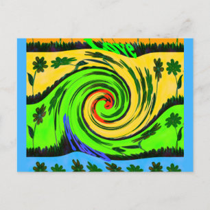 Mooie verbazingwekkende golvende zomergolf bloemen briefkaart