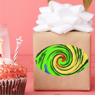 Mooie verbazingwekkende golvende zomergolf bloemen ovale sticker