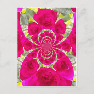 Mooie Verbazingwekkende Rode Rozen Kaleidoscoop Pa Briefkaart