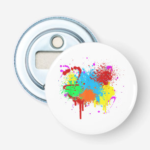 Mooie verfspatten-schilderkunst Abstracte kunstsch Button Flesopener
