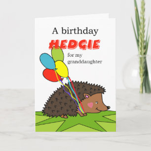 Mooie verjaardag voor kleindochter, egel, ballonne kaart
