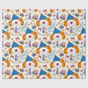 Mooie Verjaardagsfeestkledder Clowns Cadeaupapier