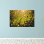 Mooie verlichting Misty Rain Kleine bloemen Canvas Afdruk (Insitu (Houten vloer))