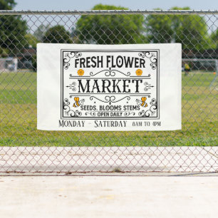 Mooie verse bloemenmarkt voeg dagen uren toe spandoek
