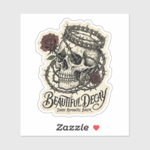 Mooie Verval Donkere Romantische Biker Schedel Roo Sticker