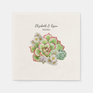 Mooie vetplanten witte bloemen bruiloft, servet