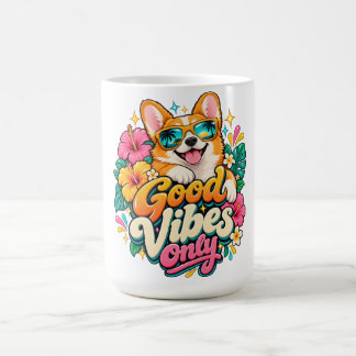 Mooie Vibes Alleen Gelukkige Corgi Tropische Koffi Koffiemok