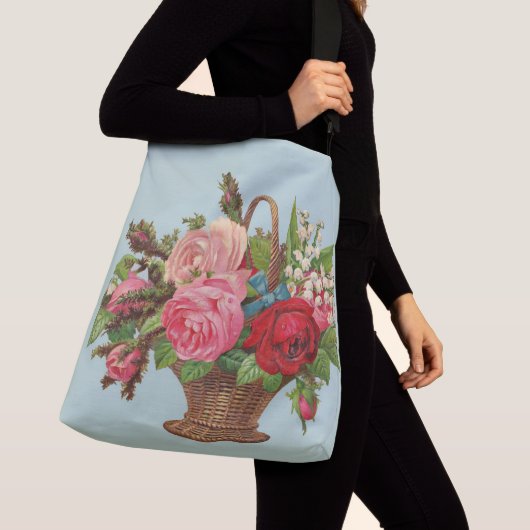 Mooie Victoriaans bloemenmand print Crossbody Tas (Dichtbij)