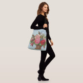 Mooie Victoriaans bloemenmand print Crossbody Tas (Op model)