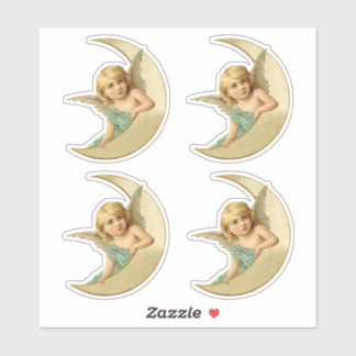 Mooie Victoriaans engel rust op de maan uitgesnede Sticker