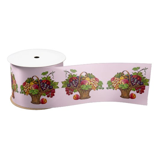 Mooie Victoriaans fruitmand print Lint (Spoel)