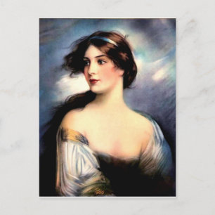 mooie Victoriaans vrouw met windenergie Briefkaart