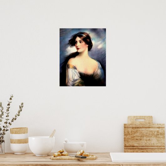 mooie Victoriaans vrouw met windenergie Poster (Keuken)