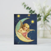 Mooie Victoriaanse Hemelse Engel op Wassende Maan Briefkaart (Staand voorkant)