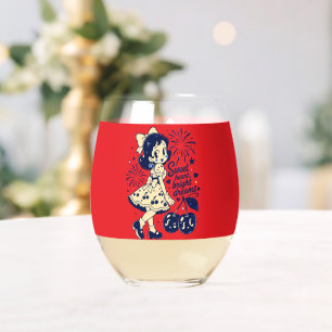 Mooie Vierde Juli Onafhankelijkheidsdag Wijnglas Zonder Voet